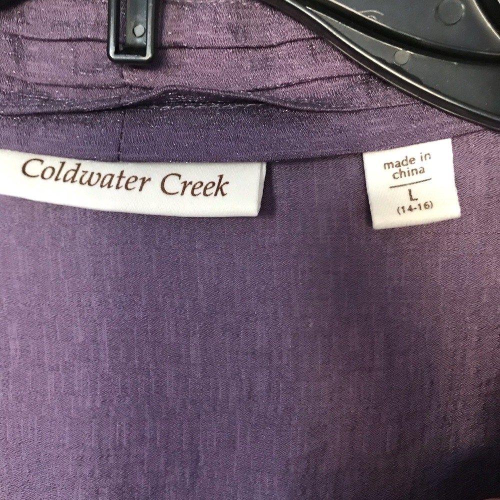 NEW Coldwater Creek Purple Ruffle blouse Woman's Size Large 14-16 - Picture 5 of 8